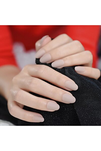 EDA LUXURY BEAUTY 24'lü Natürel Ten Rengi Mat Takma Tırnak Lüks Doğal Orta Bo...