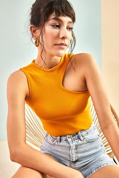 Bianco Lucci Schulterfreie Basic-Bluse für Damen