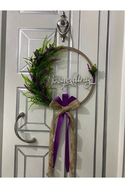 HOBİ55 Στολίδι Ξύλινης Πόρτας Purple Lucky Door Purple-82
