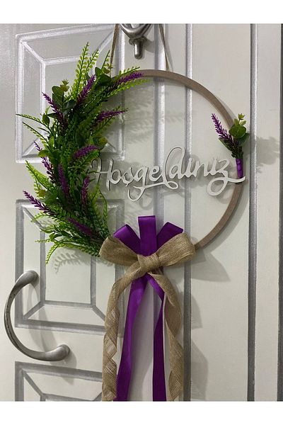 HOBİ55 Στολίδι Ξύλινης Πόρτας Purple Lucky Door Purple-82