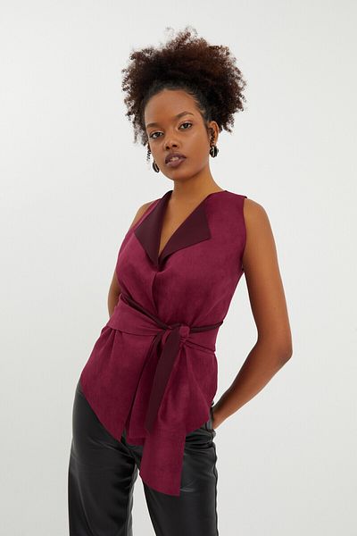 Quincey Burgundy Suede Vest