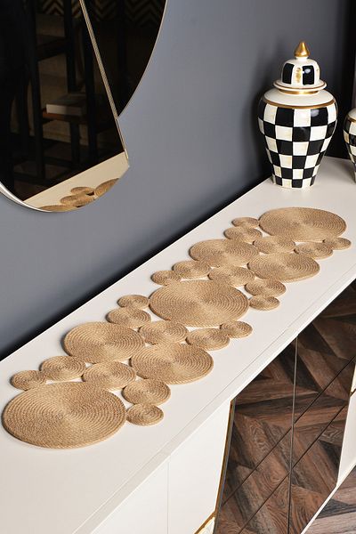 Natural Dowry Rustic Art Wicker Rope Polyp Wicker Rope Living Room Dining Table Coffee Table Kitchen Cloth Runner