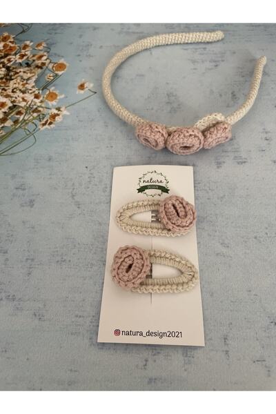 NATURA DESİGN Model de trandafir cu coroană din plasă - Set de 2 catarame cu ...