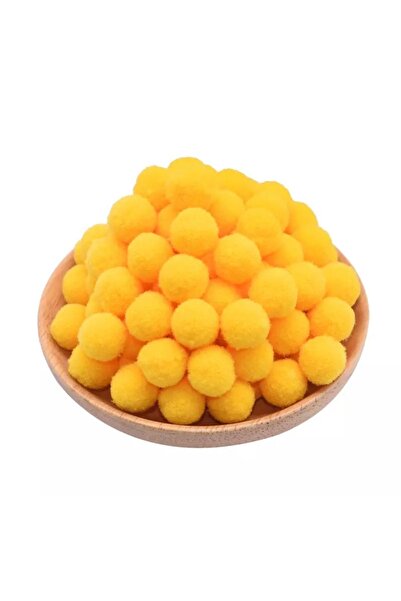 Yumuşakkeçe Pompon de pluș galben închis 2 Cm 100 buc