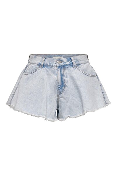 ONLY Onlchıara Wave Raw Bayan Kot Shorts Açık Mavi
