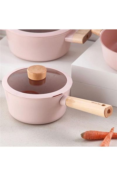 NEOFLAM Blossom Cast Aluminum Sauce Pot with Glass Lid 18 Cm
