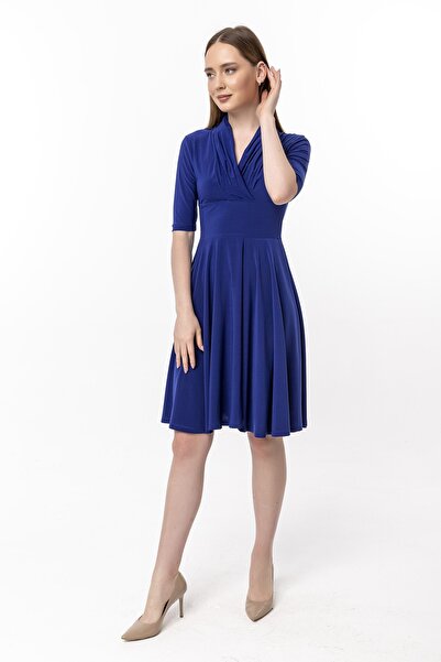 Laranor Φόρεμα με κινούμενη φούστα με λεπτομέρεια γιακά Sax