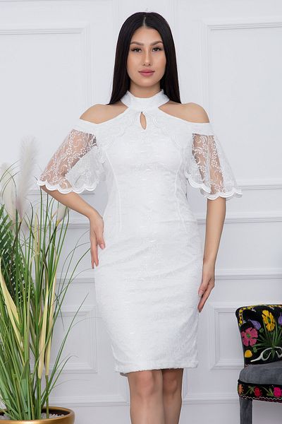 PULLIMM Lace Shoulder Detailed Short Evening Dress 13327