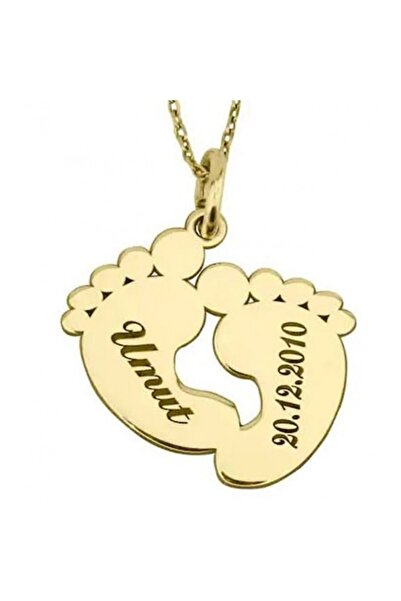 Gökdeniz 925 Bebek Ayak Model Isimli Tarihli Gümüş Kolye Özel Gün Hediyesi