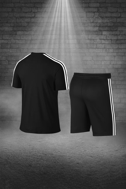 POSEIDON STORM Men's Black Dri-Fit Fabric Round Neck Pocket Stylish Comfortable T-Shirt Shorts Set (S-3Xl)