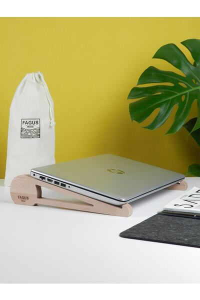 Fagus Wood Girift Ahşap Laptop Standı