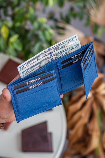 Garbalia Porto Genuine Leather Classic Petrol Blue Men's Wallet with Loose Card Holder