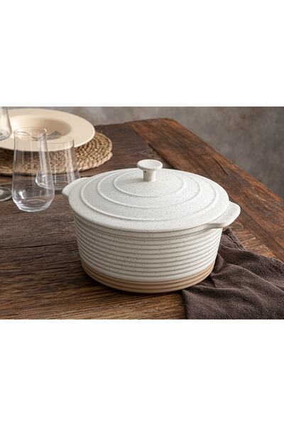 English Home Dots Stoneware Tencere 29 Cm Beyaz
