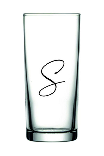 Tasarici حرف S / كأس زجاجي راكي مطبوع بدون حرف