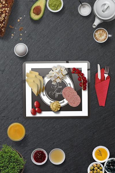 Decorita Set of 2| Glass Plate - Breakfast Plate - Cake Plate| Good Food - Black Background| 29cm X 34cm