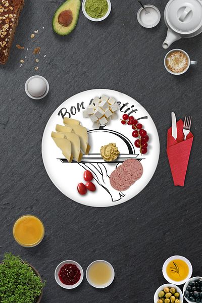 Decorita Set of 2| Glass Plate - Breakfast Plate - Cake Plate| Bon Appetit -service| Diameter 32cm