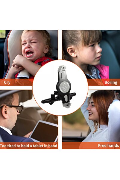 Coverzone Πλάτη μπροστινού καθίσματος 7-11 ιντσών Vcp06 Κατάλληλη για ταινία, βίντεο, παιχνίδι Θήκη tablet Μαύρη