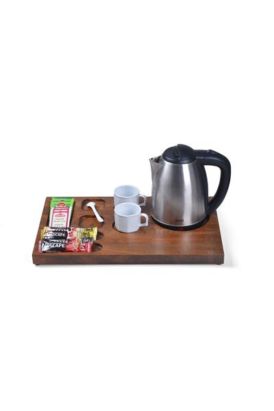 WOODLIFE Hotel Catering Tray, Kettle Presentation Tray, Kettle Presentation Tray, Walnut Color Hotel Welcome Tray