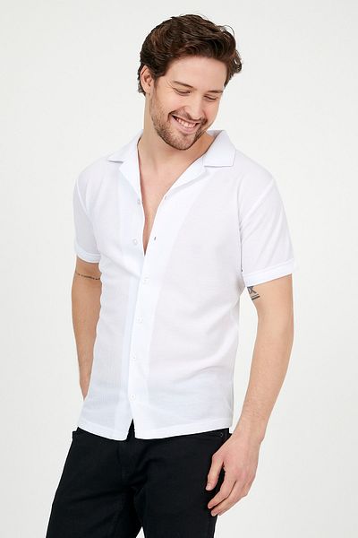 DOAYS Cămașă pentru bărbați Slimfit Cămăși cu mânecă scurtă cu imprimeu cu puncte Cămașă de vară