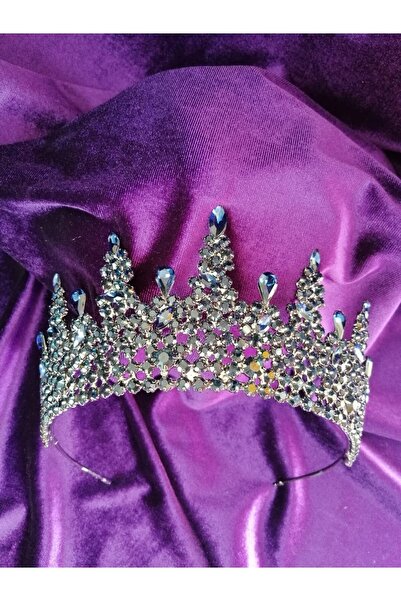 YAĞIZ BİJUTERİ Νυφικό στέμμα από κρυστάλλινη πέτρα σε μπλε ναυτικό χρώμα