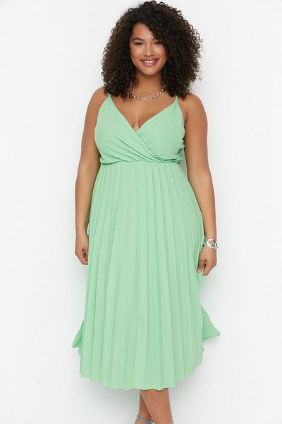Trendyol Curve Plus Size Dress - Green - A-line