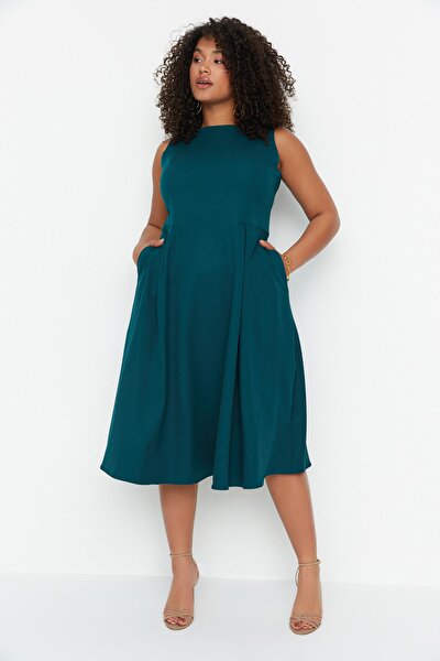 Trendyol Curve Plus Size Dress - Blue - A-line