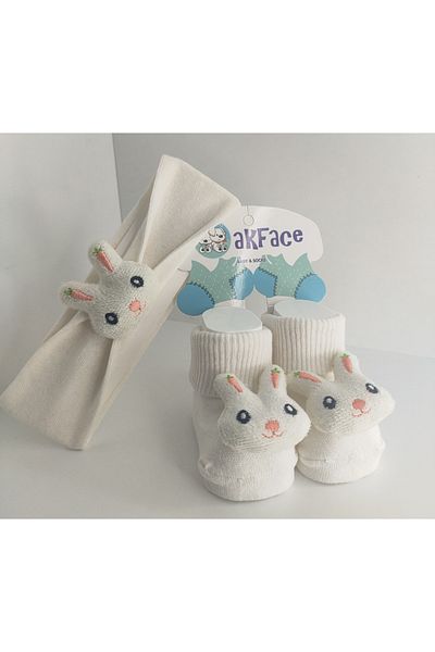 Akface Organic Bamboo Bandana Socks Set with Toys 0-6 Months Newborn