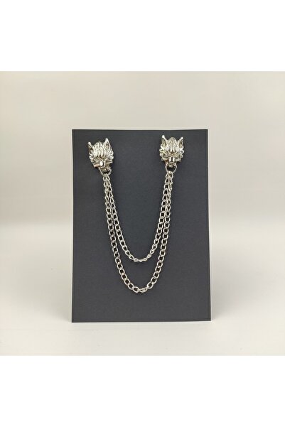 Ars Magic Box Kurt Desenli Gümüş Gömlek İğnesi