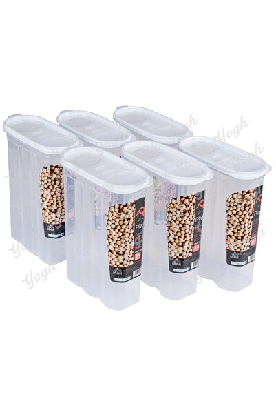 YOGH حاوية تخزين الطعام الجاف سعة 2.4 لتر لتنظيم المطبخ - 6 قطع