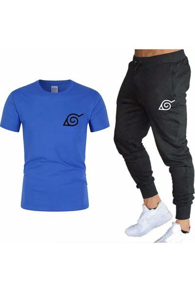 PUNIX Large Size Hokage Printed Cotton Short Sleeve Summer Men's Tracksuit Set