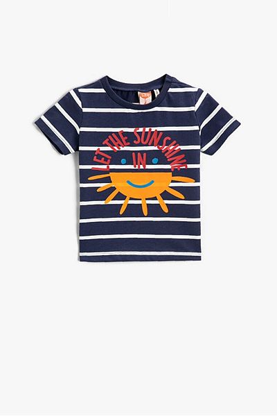 Koton Baby Boy Slogan Printed Striped T-Shirt 2smb10041tk