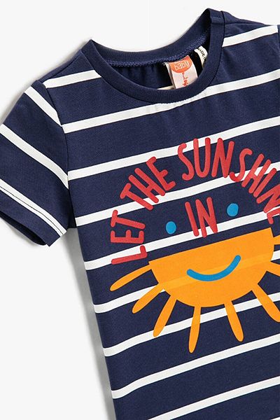 Koton Baby Boy Slogan Printed Striped T-Shirt 2smb10041tk
