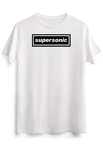 GreenMint تي شيرت أبيض للجنسين سوبرسونيك كلاسيك