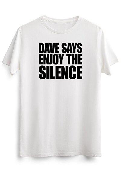 GreenMint تي شيرت أبيض للجنسين Dave Says استمتع بالصمت الأساسي