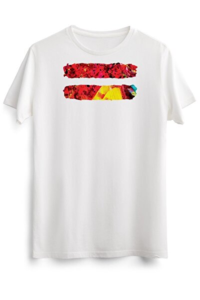 GreenMint إد شيران - تي شيرت أبيض للجنسين، "يتساوي باللون الأحمر" أساسي