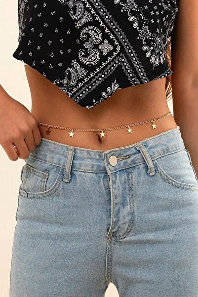 BAHELS Gold Renk Yıldız Detaylı Bel Zinciri