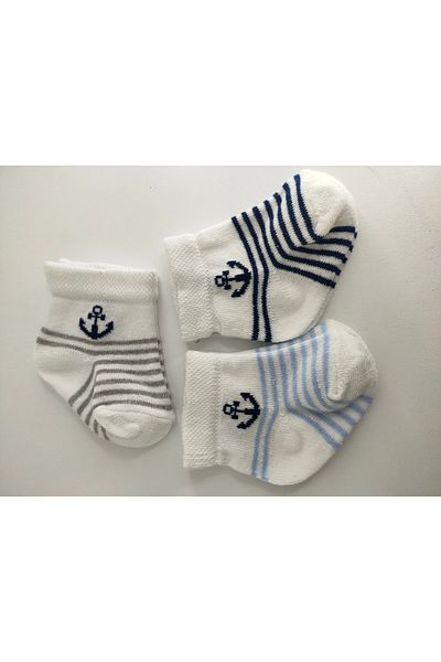 Akface Anchor Sea Pattern Cotton Men's 0-6 Months Newborn Baby Socks