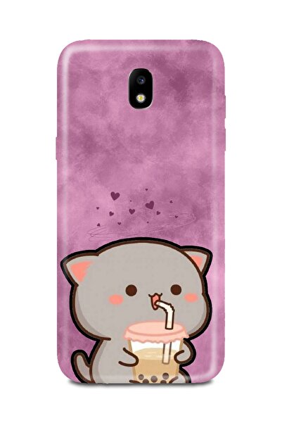 PERAX Samsung Galaxy J7 Pro Kedi Desenli Pembe Telefon Kılıfı Samj7-pro-00001...