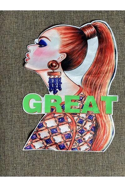 Gönülden Tasarım 26x19 Girl with Tail Hair and Earring Applique Patch Embroidery