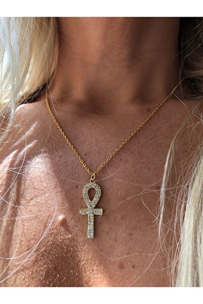 Rossetto Shoes Kaplama Zirkon Taşlı Ankh Kolye