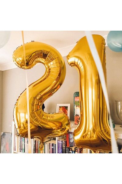 PARTİAVM Set of 17 Balloons with 102 cm Gold Numbers