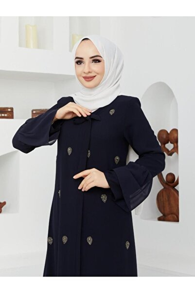 SARİAL GİYİM Νέα σεζόν Κεντητό τούλι με λεπτομέρειες Young Stylish Summer Black Abaya Ferace