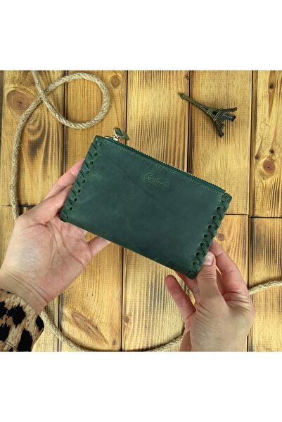 Contact’S Contacts Brenta - Hand Made Hakiki Deri Yeşil Kadın Cüzdan
