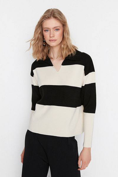 Trendyol Collection Stone Color Blocked Knitwear Sweater TWOAW23KZ0043