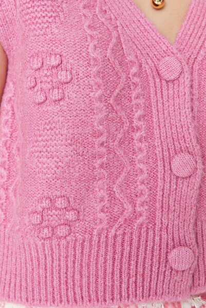 Trendyol Collection Růžová vesta z měkkého úpletu TWOAW22BZ0033