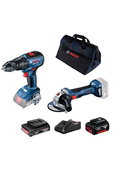 Bosch Gsb 18v-50 Matkap 2.0 Ah + 5.0 Ah Akülü + Gws 180-lı Taşlama + Kanvas Çanta