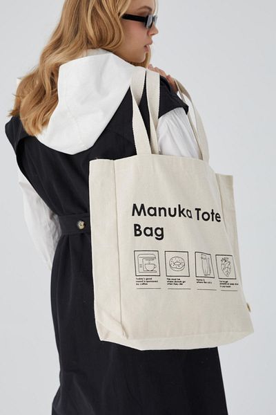 Manuka Bedruckte Einkaufstasche aus Stoff mit Seitenfalten