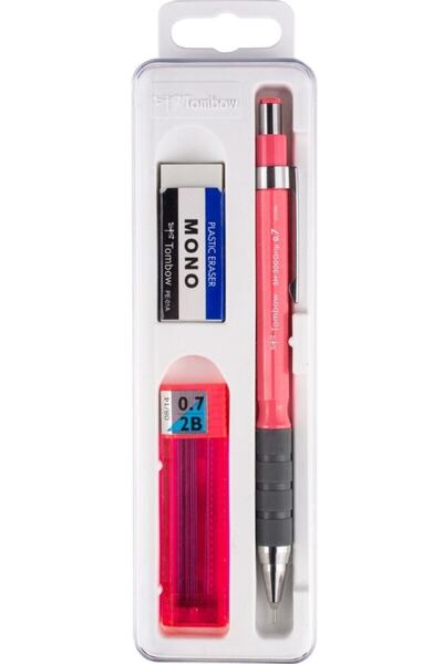 Tombow Okul Seti Sh-300 0.7mm Versatil Kalem Pembe + Silgi + Mono Lead Uç 0.7