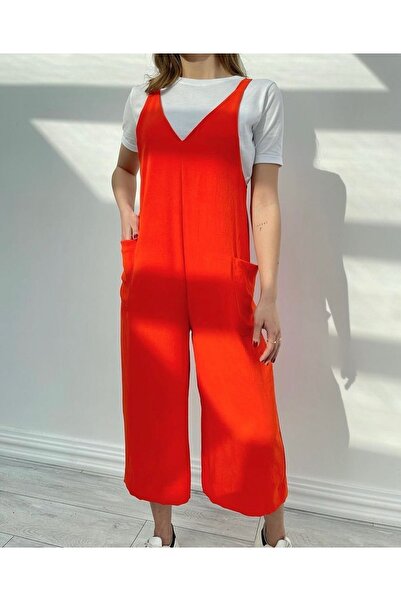 Boutique Bordo Kadın Askılı Turuncu Tulum