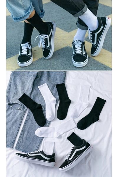 Crazy Socks Pack of 6 Unisex 3 White 3 Black Sports Tennis